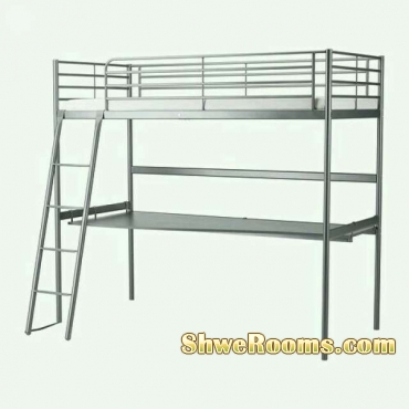 Selling used Ikea loft bed frame with Desk Feature