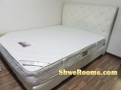 Queen size mattress with bed frame (used)