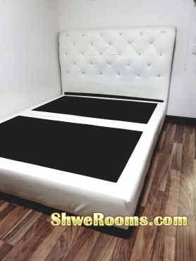 Queen size mattress with bed frame (used)