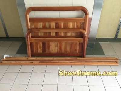 Solid wooden single size bed frame 