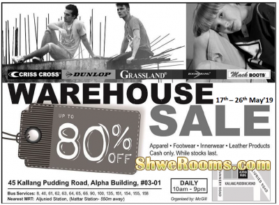 WAREHOUSE SALE! 17-26 May