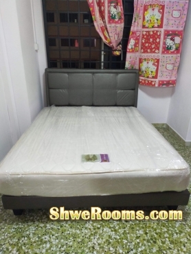 Queen size bed frame and mattress 