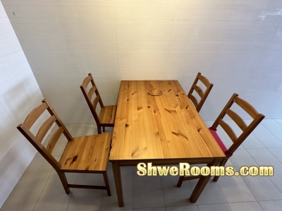 IKEA solid wood dining table and chairs