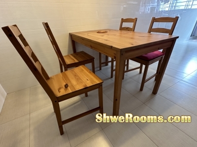 IKEA solid wood dining table and chairs